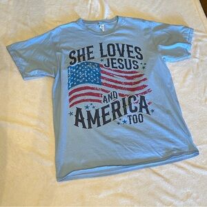 Port & Company Light Blue Graphic Tee